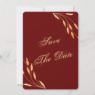 Simple Gold Tropical Leaves Wedding Save The Date