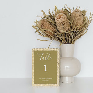 Simple gold wedding calligraphy script  table number