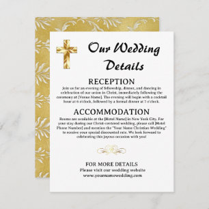 Simple Gold Wedding Details Christian Cross Enclosure Card