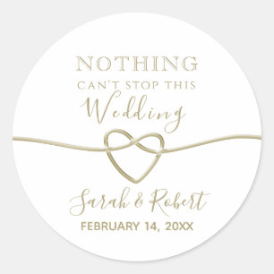 Simple Gold Wedding Favour Classic Round Sticker