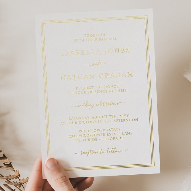 Simple Gold Wedding Foil Invitation (Modern Simple Gold Wedding Foil Invitation by Painted Paperie
)