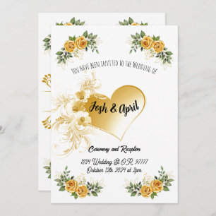 Simple Gold Wedding Invitation