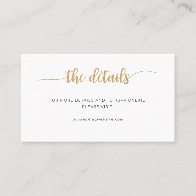 Simple gold wedding website + details + rsvp card (Front)