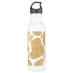 Simple Gold white Large Cow Spots Animal Pattern 710 Ml Water Bottle