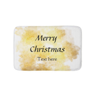 Simple golden add your text merry Christmas custom Bath Mat