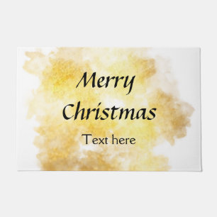 Simple golden add your text merry Christmas custom Doormat