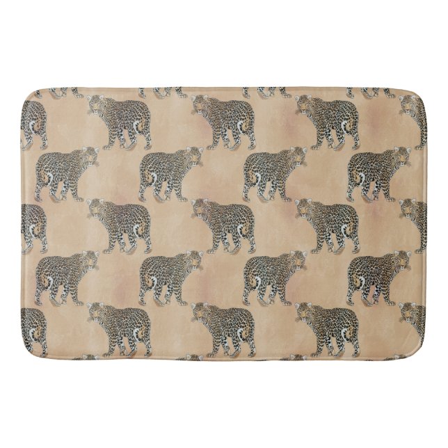 Simple Golden Leopard Animal Pattern Bath Mat (Front)