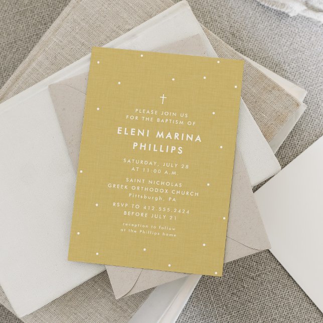 Simple golden yellow baptism  invitation (Creator Uploaded)