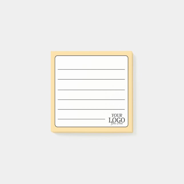 Simple Golden Yellow Lined Logo Post-it Notes (Front)