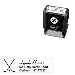 Simple Golf Clubs and Ball Theme Return Address Self-inking Stamp