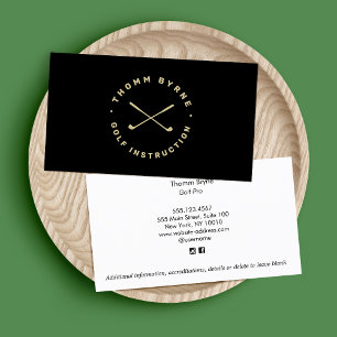 Simple Golf Instructor Pro  Crossed Golf Clubs Business Card