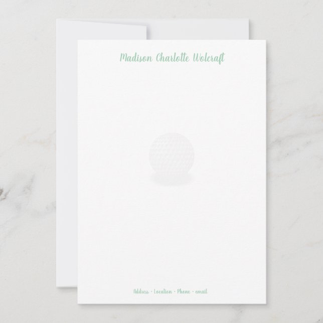 Simple Golf Theme Design Customised Flat Note Card (Front)