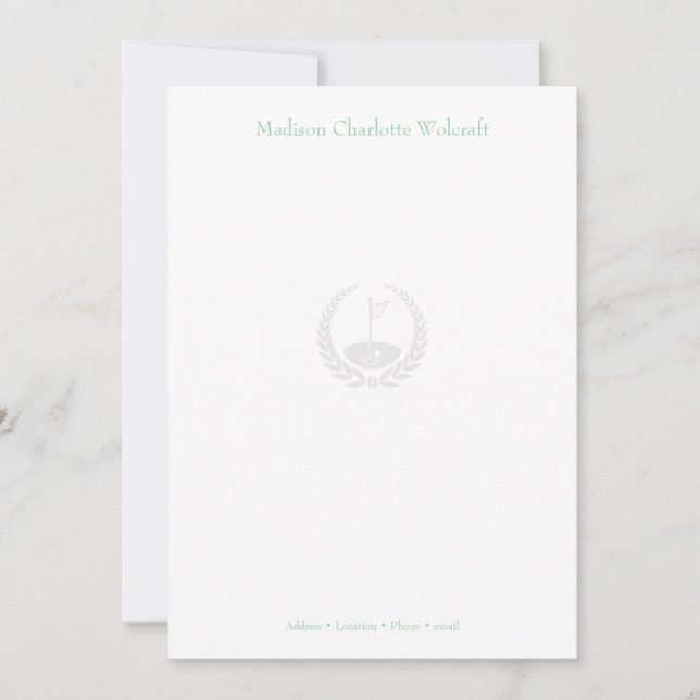 Simple Golf Theme Design Customised Flat Note Card (Front)