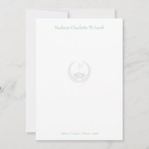 Simple Golf Theme Design Customised Flat Note Card