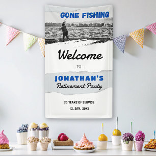 Simple Gone Fishing Retirement Party Welcome Banner