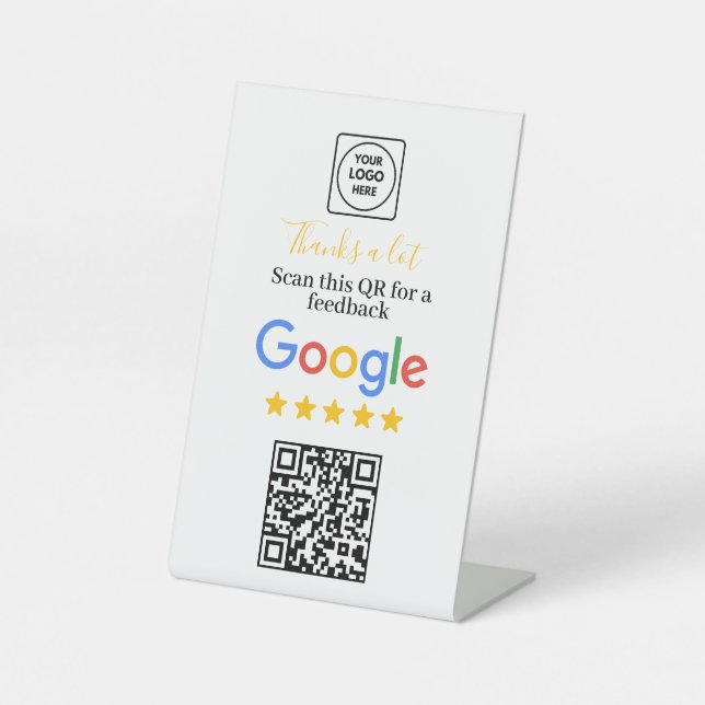 Simple Google Review QR Modern Display Pedestal Sign (Front)