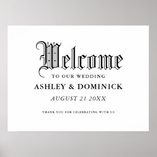 Simple Gothic Welcome Wedding Reception Sign
