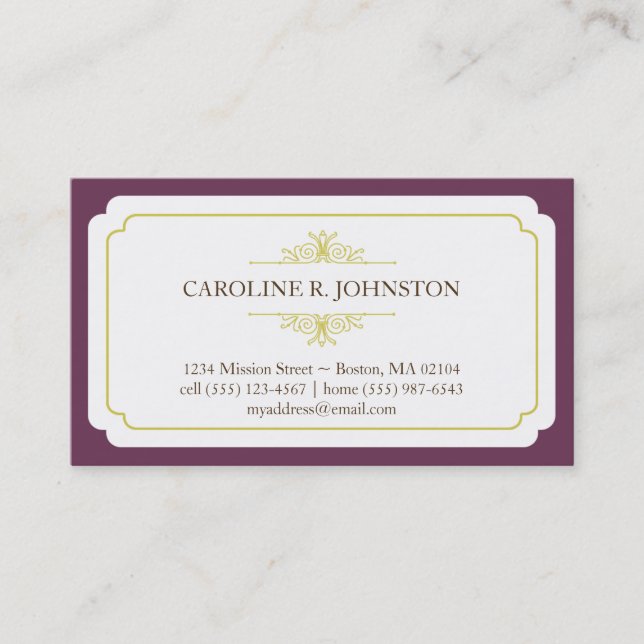 Simple grace solid plum frame personal calling card (Front)