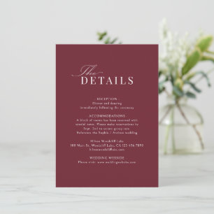 Simple Graceful Script Burgundy QR Code Details Card