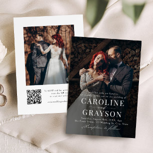 Simple Graceful Script Typography Photo Wedding Invitation