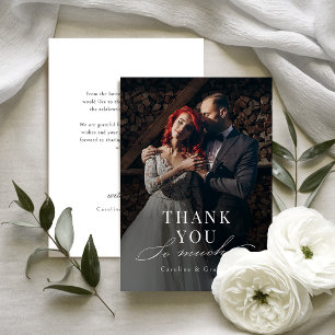 Simple Graceful Script Typography Photo Wedding Thank You Card