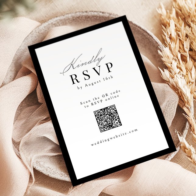 Simple Graceful Script Typography QR Code Wedding RSVP Card (Simple Graceful Script Typography QR Code Wedding RSVP Card)
