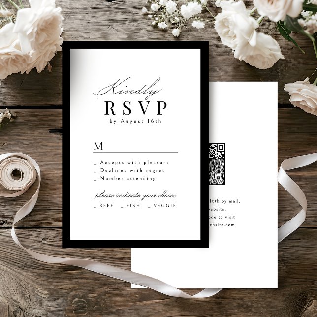 Simple Graceful Script Typography QR code Wedding RSVP Card (Simple Graceful Script Typography QR code Wedding RSVP Card)