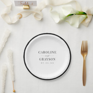 Simple Graceful Script Typography Wedding Paper Plate