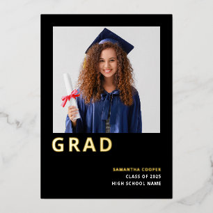 Simple Grad 2024 Real Gold Foil Black Announcement