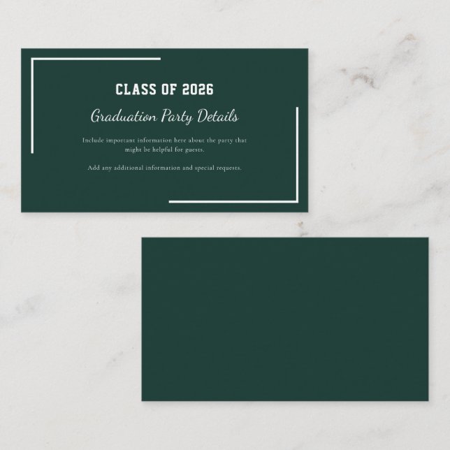 Simple Grad 2026 Grad Graduation Party Enclosure Card (Front/Back)