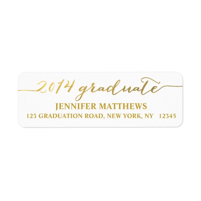 Simple Grad Gold Graduation Address Label (Front)