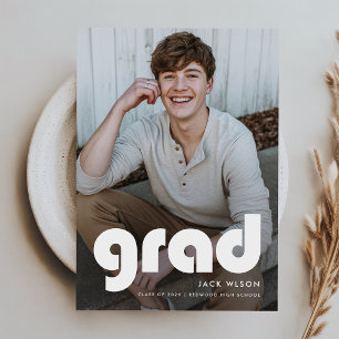 Simple Grad Graduate Photo Graduation Thank You Postcard