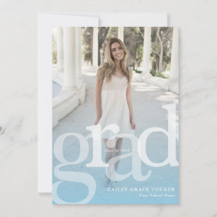 Simple GRAD Light Blue Overlay ANY Year Graduation Announcement
