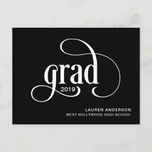 Simple Grad Logo Graduation Announcement Postcard