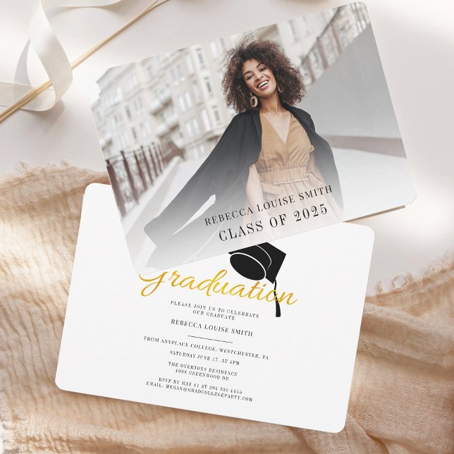Simple Grad Photo Graduation Elegant Party Invitation (Simple Grad Photo Graduation Elegant Party Invitation)