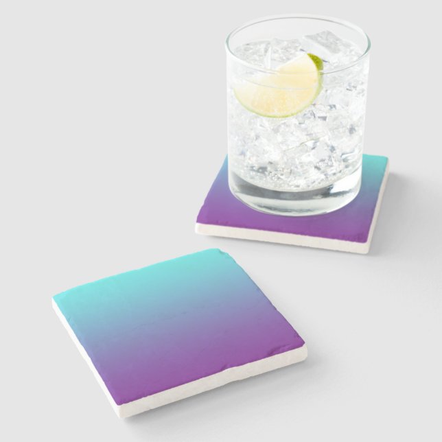 Simple Gradient Background Purple Turquoise Blue Stone Coaster (Side)