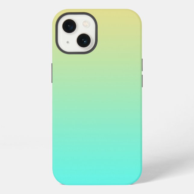 Simple Gradient Pastel Yellow Turquoise iPhone Case (Back)