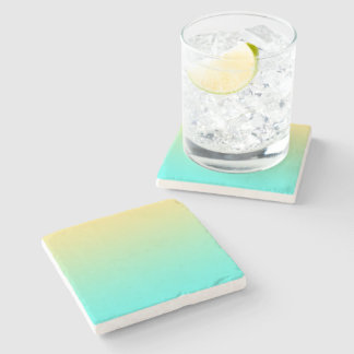 Simple Gradient Pastel Yellow Turquoise Stone Coaster