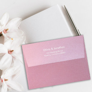 Simple Gradient Pink Glitter Wedding Invitation Envelope