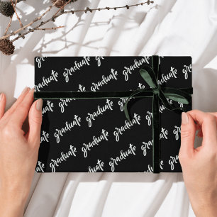 Simple Graduate Black And White Graduation party Wrapping Paper
