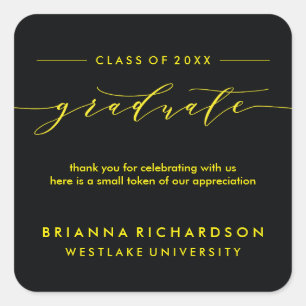 SIMPLE GRADUATE CALLIGRAPHY   THANK YOU STICKER