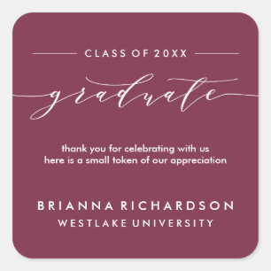 SIMPLE GRADUATE CALLIGRAPHY THANK YOU STICKER