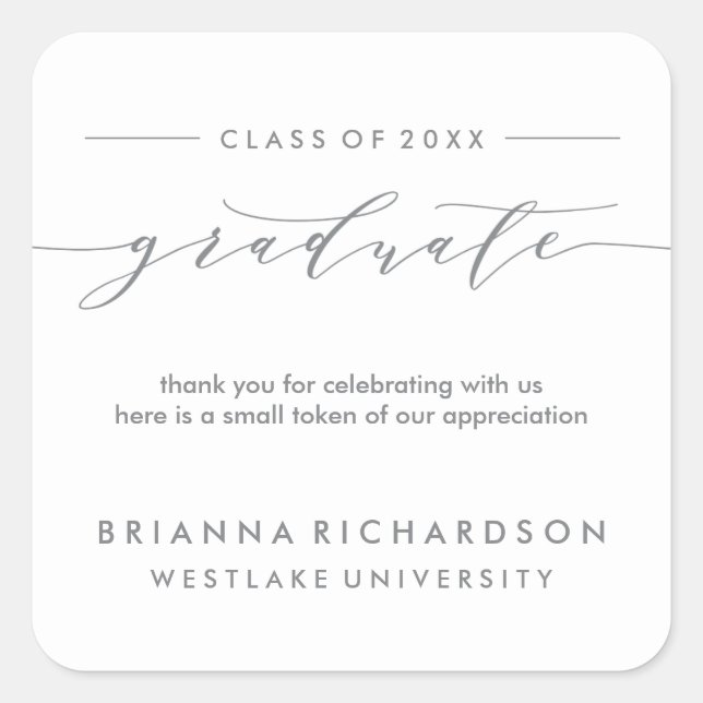 SIMPLE GRADUATE CALLIGRAPHY | THANK YOU STICKER (Front)