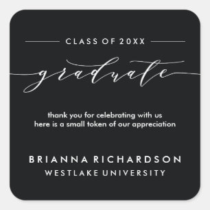 SIMPLE GRADUATE CALLIGRAPHY   THANK YOU STICKER
