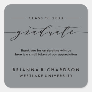 SIMPLE GRADUATE CALLIGRAPHY   THANK YOU STICKER