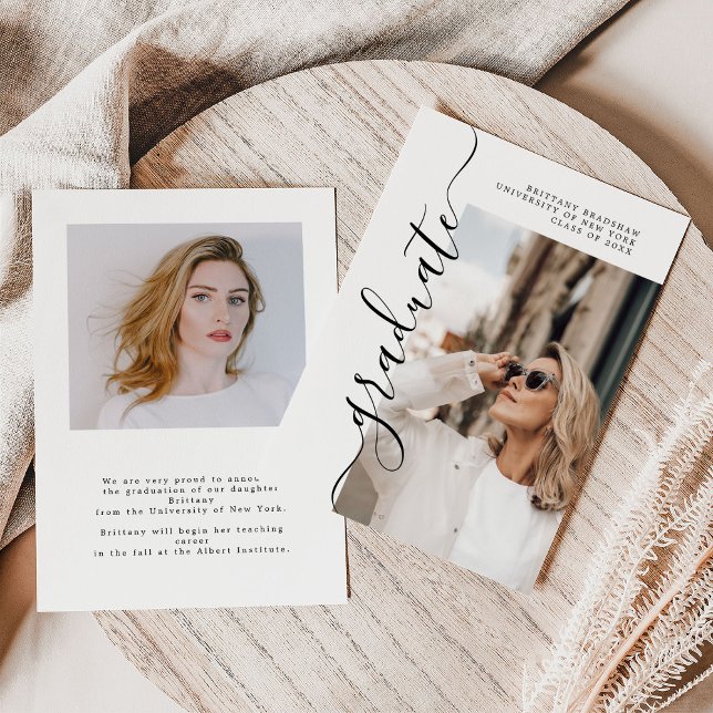 Simple Graduate Name Photo Graduation Announcement (Creator Uploaded)