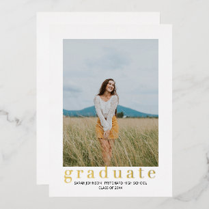Simple Graduate Photo Foil Graduation Announcement
