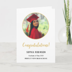 Simple Graduate Photo Gold White Graduation  Card