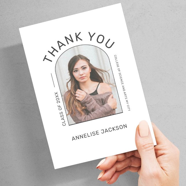 Simple graduate photo graduation thank you card (Creator Uploaded)