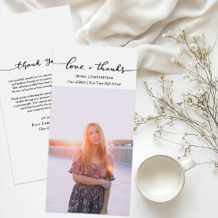 Simple Graduate Photo Love And Thanks Script Thank You Card